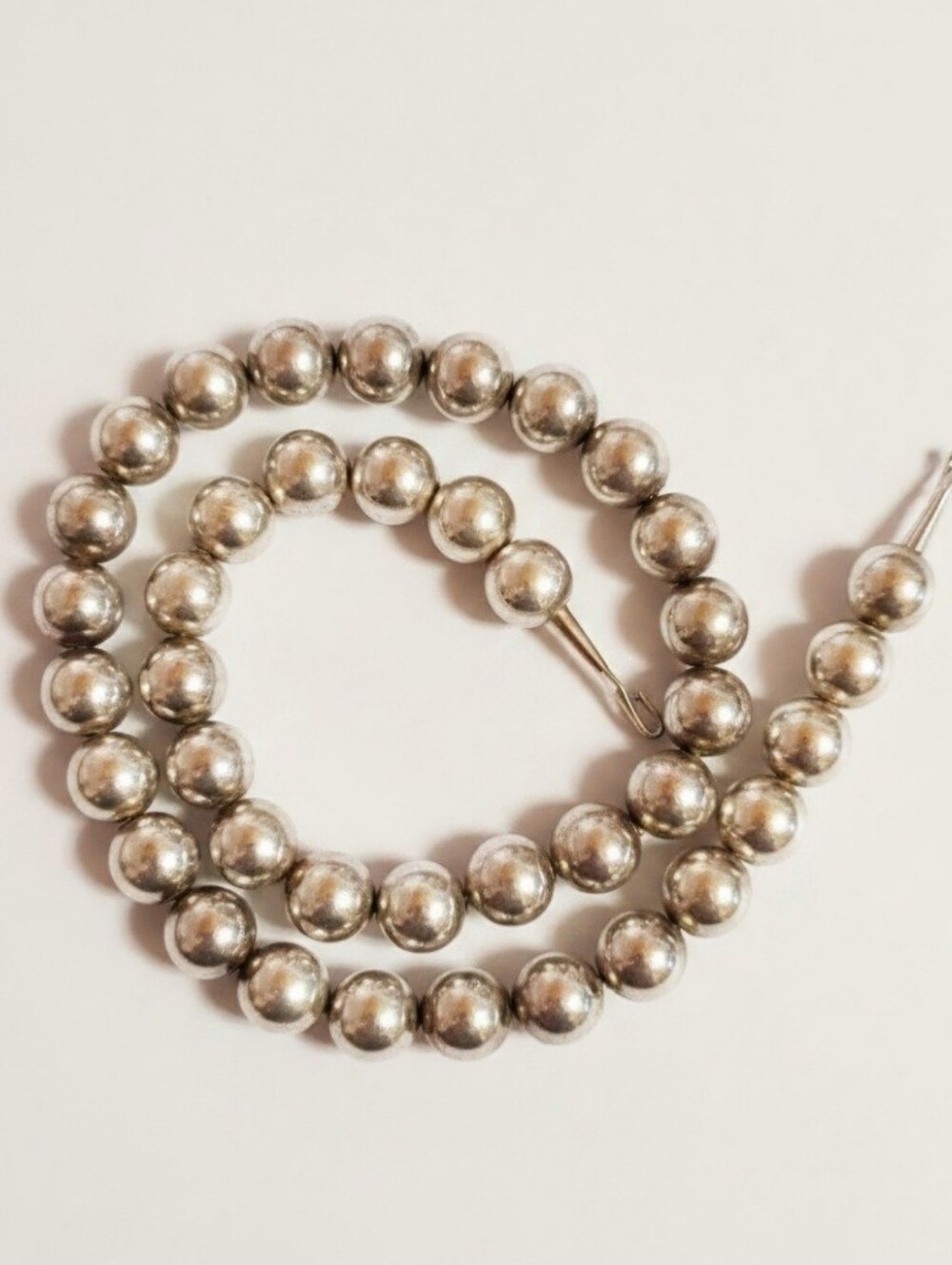 Vintage Sterling Silver Bead Necklace